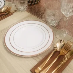 Badaboum Grande Assiette Plastique Ronde Liser Rose Gold X 10 Pi Ces