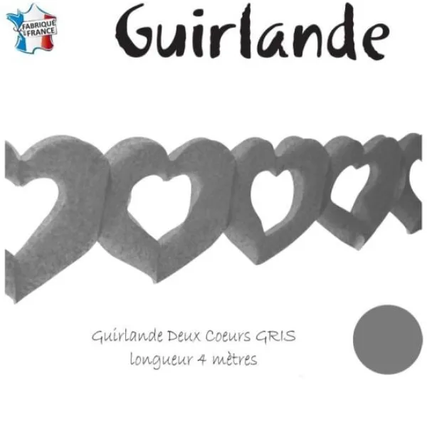 Badaboum Guirlande En Papier Avec Coeur Gris