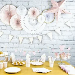 Guirlande Fanions Festonn E Rose Pastel 3M Theme Deco Pastel