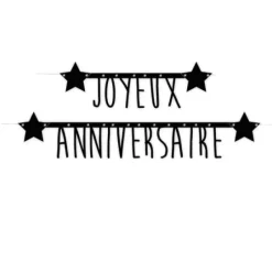 Guirlande Lettres Noires Et Or Joyeux Anniversaire 1.60M Theme Joyeux Anniversaire