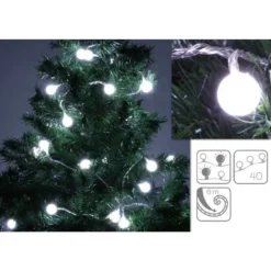 Badaboum Guirlande Lumineuse 40 Boules Led Blanches Best