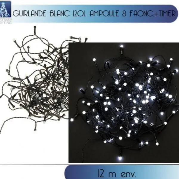 Badaboum Guirlande Lumineuse 120 Led Blanc Froid Avec Timer Hot
