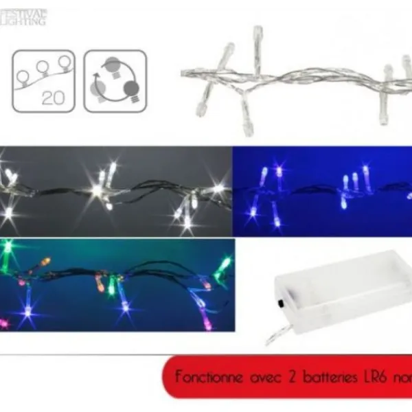 Badaboum Guirlande Lumineuse À Pile Pas Cher 20 Led Blanc Discount
