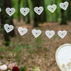 Badaboum Guirlande Mariage Napperon Coeur Blanc