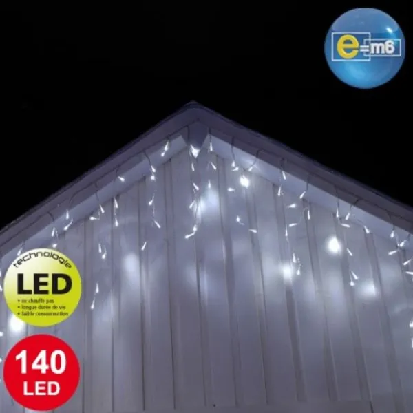 Badaboum Guirlande Stalactite De Noel Ext Rieur 370Cm 140 Led Blanc Froid