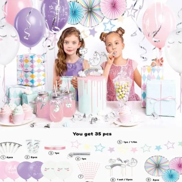 Outlet Kit D Coration Anniversaire Enfant Licorne 35 Pi Ces Theme Licorne
