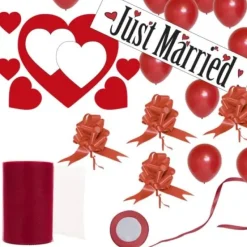 Badaboum Kit Decoration Mariage G Ant Just Married Rouge