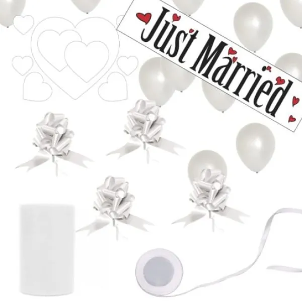 Badaboum Kit Decoration Mariage G Ant Just Married Blanc