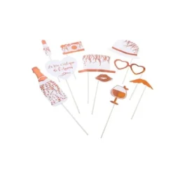 Badaboum Kit Photobooth Vegetal Rose Gold X 10 Pi Ces