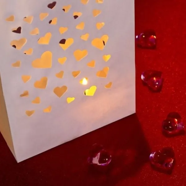 Badaboum Lanterne Photophore Mariage Avec Petits Coeurs X 10 Pi Ces