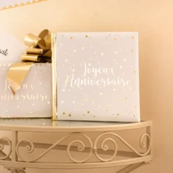 Best Livre D'Or Joyeux Anniversaire Blanc Et Or Theme Joyeux Anniversaire