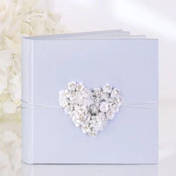 Badaboum Livre D'Or Mariage Avec Coeur En Raphia Blanc