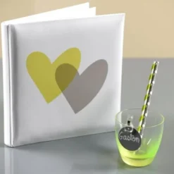 Badaboum Livre D'Or Mariage Original Avec Coeur Vert Anis