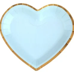 Badaboum Lot De 10 Assiettes Carton Forme Coeur Bleu Ciel