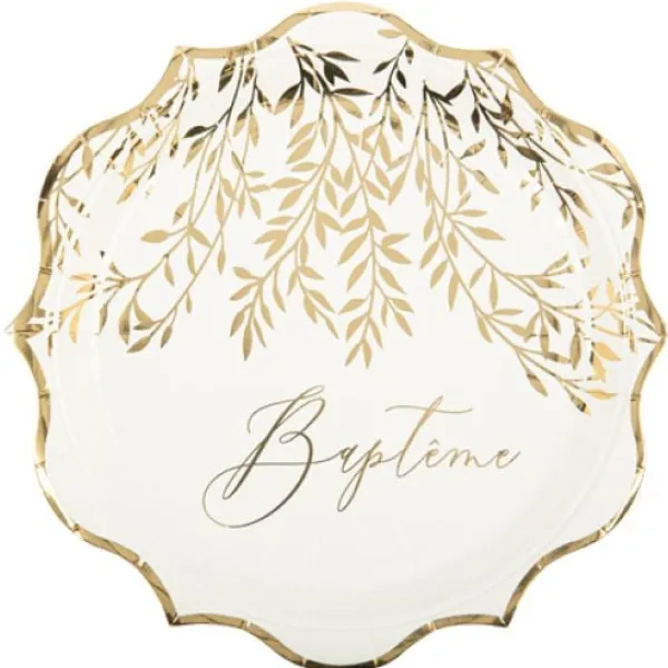 Lot De 8 Assiettes Carton Bapt Me Theme Bapteme
