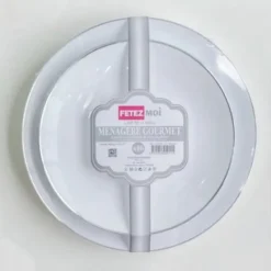 Lot De 16 Assiettes Plastique R Utilisables Gourmet Argent Theme Eco-Responsable