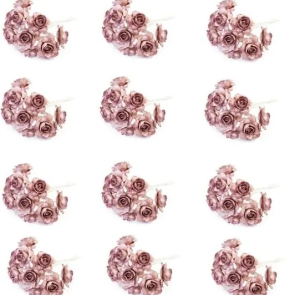 Badaboum Lot De 12 Fleurs D Co Paillett Es Rose Gold