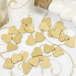 Badaboum Lot De 30 Petits Confettis Coeurs En Bois M Tallis Or