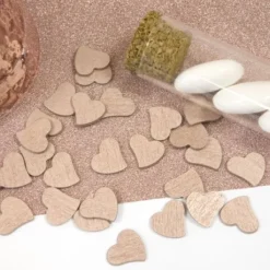Badaboum Lot De 30 Petits Confettis Coeurs En Bois M Tallis Rose Gold