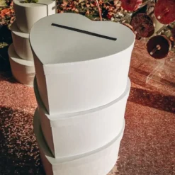Badaboum Lot De 3 Urnes Carton Coeurs Blanches Emboitables