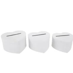 Badaboum Lot De 3 Urnes Carton Coeurs Blanches Emboitables