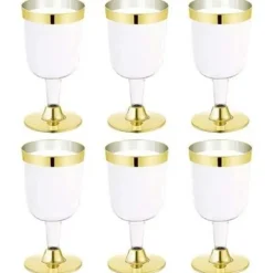 Badaboum Lot De 6 Verres A Vin Plastique Or Pas Cher