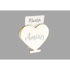 Badaboum Marque En Place Bois Coeur Amour Argent