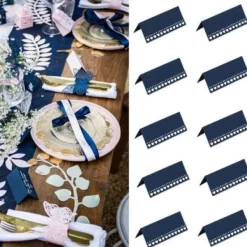 Badaboum Marque Place Carton Avec Petits Coeurs Bleu Marine X 10 Pi Ces