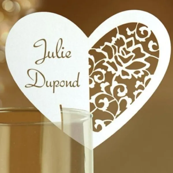 Badaboum Marque Place Mariage En Carton Coeur X 10 Pi Ces