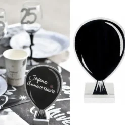 Badaboum Marque Table Ardoise Ballon Paillet Blanc