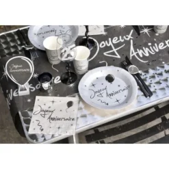 Badaboum Marque Table Ardoise Ballon Paillet Blanc