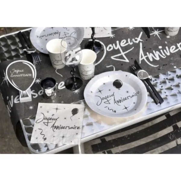 Badaboum Marque Table Ardoise Ballon Paillet Blanc