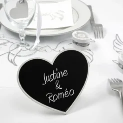 Badaboum Marque Table Coeur Ardoise Blanc