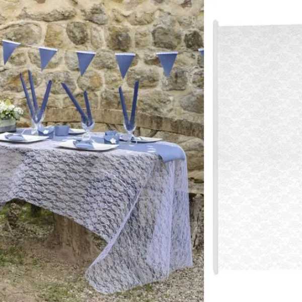 Discount Nappe En Tissu Dentelle Blanche En Rouleau 5Mx120Cm Theme Dentelle