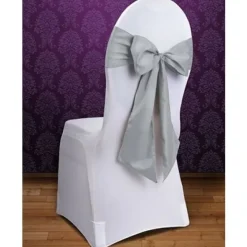 Badaboum Noeud De Chaise Mariage En Satin Argent
