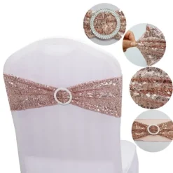 Badaboum Noeud De Chaise Mariage Sequin Rose Gold
