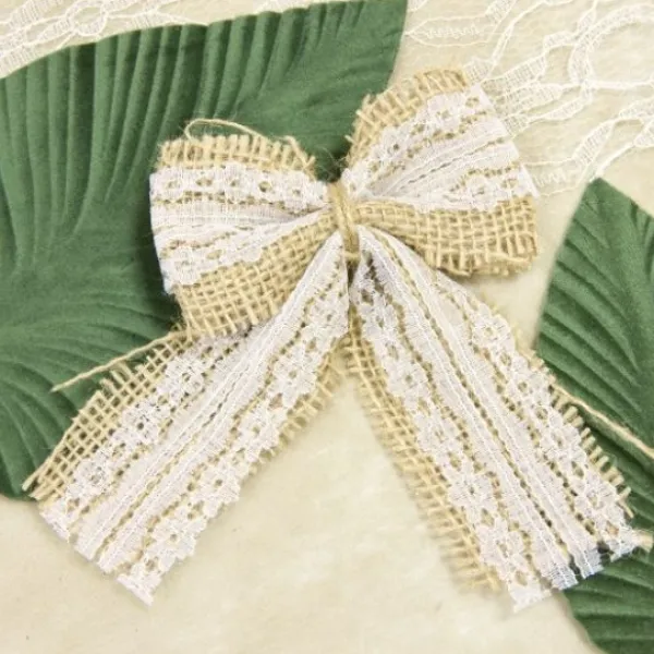 Noeud En Jute Et Dentelle X 2 Pi Ces Theme Dentelle