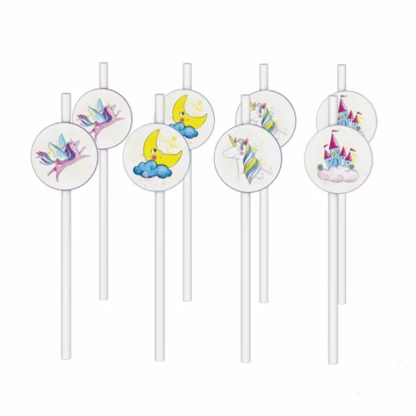 Sale Paille Licornes 20Cm X8Pcs Theme Licorne