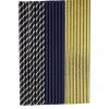 Badaboum Pailles En Carton Bleu Marine Et Or X 22 Pi Ces Hot