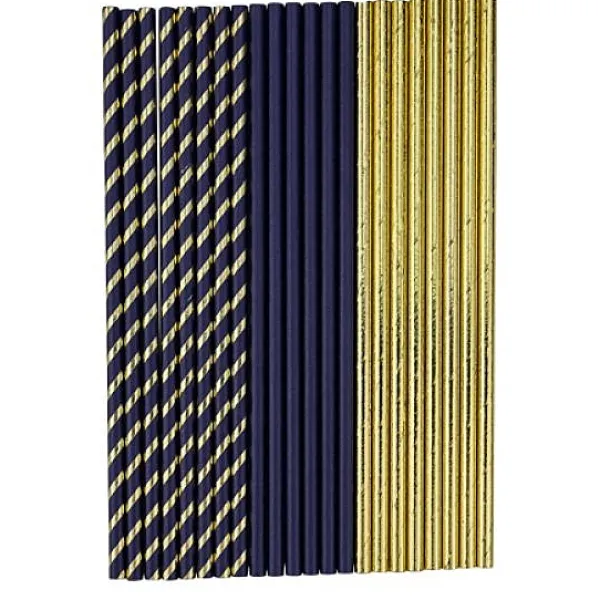 Badaboum Pailles En Carton Bleu Marine Et Or X 22 Pi Ces Hot