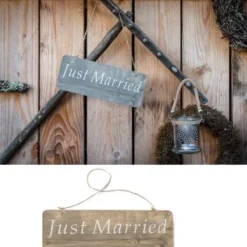 Badaboum Panneau Bois Suspendre Just Married