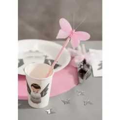 Badaboum Papillon Mariage Blanc Sur Tige X 6 Pi Ces
