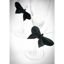 Badaboum Papillon Mariage Blanc Sur Tige X 6 Pi Ces