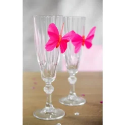 Badaboum Papillon Mariage Blanc Sur Tige X 6 Pi Ces