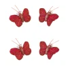 Badaboum Papillon Paillet Sur Pince Rouge X 4 Pi Ces