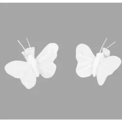 Badaboum Papillon Paillet Sur Pince Blanc X 4 Pi Ces