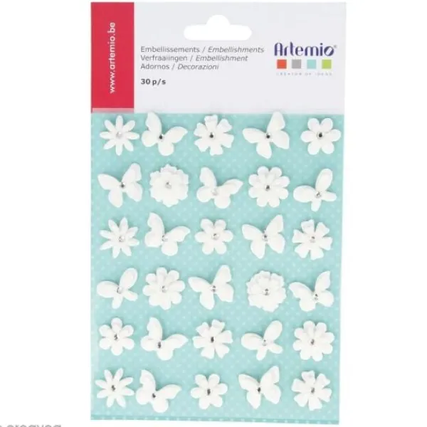 Badaboum Papillons Fleur Papier Blanc X 30