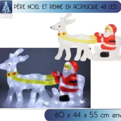 Badaboum Pere Noel Et Renne Lumineux En Acrylique 48 Led Online