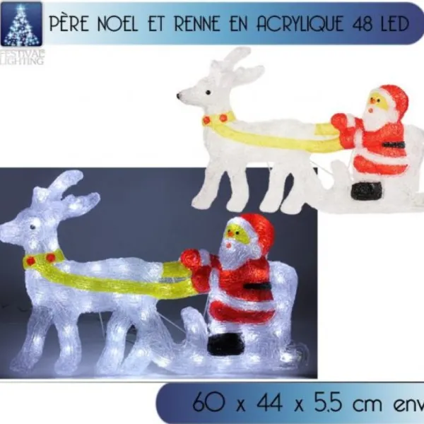 Badaboum Pere Noel Et Renne Lumineux En Acrylique 48 Led Online