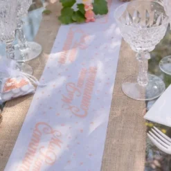 Hot Petit Chemin De Table Communion Corail Theme Communion